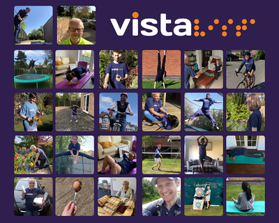 A photo collage of Team Vista doing activities for The 2.6 Challenge.