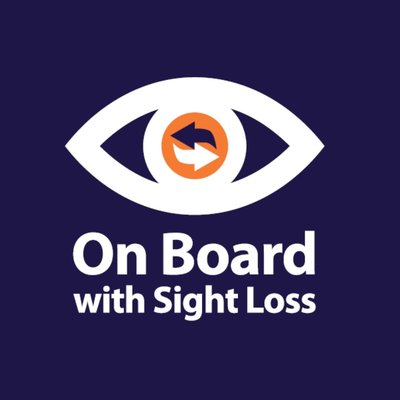 'On Board with Sight Loss' logo which is an image of a cartoon eye with the text 'On Board with Sight Loss'