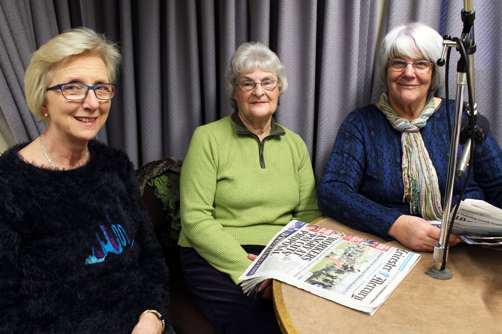 A picture of Stasia, Marion and Margaret at Vista's studio.