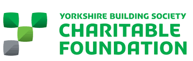 Yorkshire building society charitable foundation in green text, beside their symbol of four squares in various shades of green.
