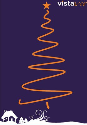 Image of an orange christmas tree with snow around the base