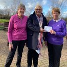 Kathy Carter & Elaine Wesley (purple top) presenting the cheque to Lisa Harrison-Byrne (Vista)