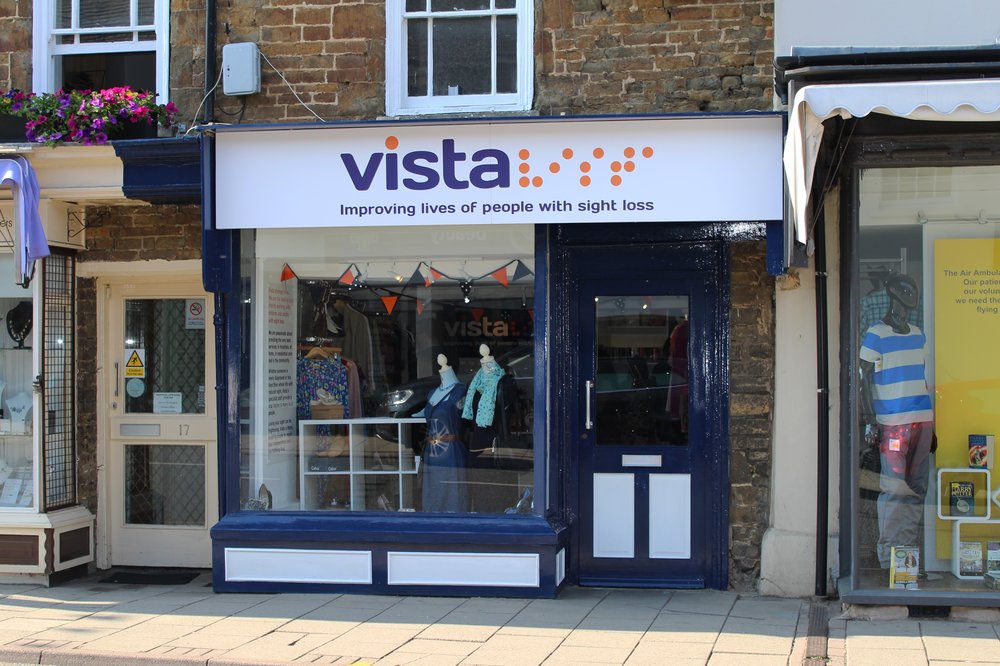 A picture of the Oakham charity shop on the high street.