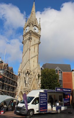 The vmss parked up by the clock tower