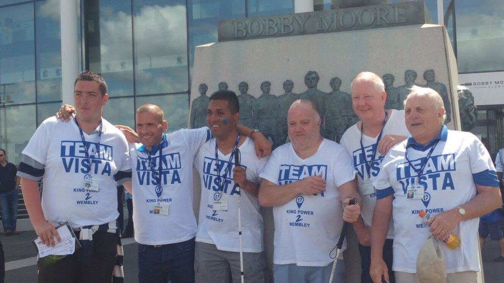 A picture of Martyn and his friends and family outside Wembley Stadium.